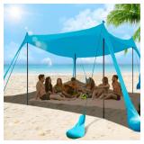 besuhot Beach Tent Sun Shelter 10x10FT Beach Shade Canopy with 8 Sandbags, UPF 50 Protection Beach Shade Canopy, Outdoor Tent for Camping Trips, Backyard