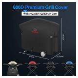 Comnova Grill Cover for Weber Q Series Grill on Cart - BBQ Cover for Weber Q3000Q300Q2000Q200 with Portable Stand, Heavy Duty and Waterproof BBQ Cover for Q3200, 3000, 320, 300 and More