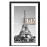 upsimples 11x17 Picture Frame, Display Pictures 9x15 with Mat or 11 x 17 Without, Wall Hanging Poster Frames, Black, 1 Pack