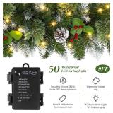 SHareconn 9FT Prelit Artificial Christmas Garland with Color Changing Lights and Timer by Batteries Operated for Mantle Table Stairs Fireplace Xmas Decoration, Holiday Indoor Outdoor, 9 FT, Snow