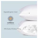 puredown® Feather Down Throw Pillow Inserts 22 x 22 (Pack of 2, White), Big Throw Pillows for Floor, Couch, Bed, Machine Washable