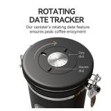 Veken Coffee Canister with Window,Airtight Stainless Steel Pantry Container,Home Kitchen Food Storage Organizers for Ground,Beans,Espresso,Rice,Tea,Sugar,Cereal, Flour,Bar Accessories,Gifts,22OZ,Black