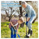 Theefun Kids Garden Tool Set: Safe Toddler Size Hoe, Rake, Shovel, Leaf Rake, Broom 5-Piece Kids Gardening Tools with Wooden Handle and Metal Head for Child Christmas Outdoor Toys Gift for Boys Girls