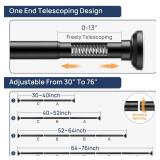 ENJOYBASICS Matte Black Shower Curtain Rod 30 to 76 Inches, 1 Inch Stainless Steel Adjustable Spring Tension Rods No Drill for Bathroom, Closet, Window, Room Divider, Never Rust, Non Slip