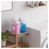 Hordely 61OZ Laundry Detergent Dispenser Container, 2 Pack Liquid Laundry Dispenser, Plastic Detergent Dispensers for Laundry PowderFabric Softener with LabelsTray, Clear
