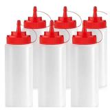 Norcalway 16 oz Condiment Squeeze Bottles for Sauces - Leak Proof - 6 Pack
