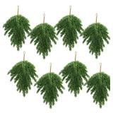 Zomiboo 8 Pcs Christmas Greenery Swag with Eucalyptus Mixed Pine Artificial Teardrop Xmas Wreath Garland Ceder Branches Teardrop Needles Swag Winter for Christmas Mantle(Cypress Pine)