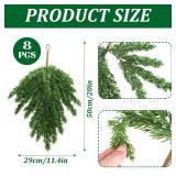 Zomiboo 8 Pcs Christmas Greenery Swag with Eucalyptus Mixed Pine Artificial Teardrop Xmas Wreath Garland Ceder Branches Teardrop Needles Swag Winter for Christmas Mantle(Cypress Pine)