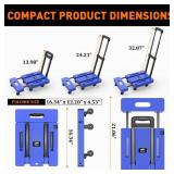 Ronlap Folding Hand Truck, Foldable Moving Dolly Cart with Wheels 500lbs Heavy Duty Luggage Cart Portable Hand Cart Collapsible Dolly with 6 Wheels and 2 Ropes for Airplane Travel House Moving, Blue