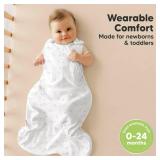 2-Pack Organic Baby Sleep Sacks, 100percent Cotton - Soft and Breathable 0.5TOG Baby Wearable Blanket, Toddler Sleeping Sack 6-18 months, Easy to Wear Transitional Swaddles for Newborns, Infants (Bunn