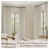 Pleated Cream Beige Linen Blackout Curtains for Bedroom 90 Inch Length 2 Panels Pinch Pleat Back Tab Neutral Farmhouse Living Room Darkening Curtains Track System Thermal Insulated Black Out Drapes