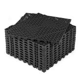 ToLanbbt Modular Interlocking Cushion 12P 11.8\ x 11.8\in Interlocking Rubber Floor Drain Holes Non-Slip Splicing Drainage Mats for Deck, Shower, Kitchen, Drain Pool, Sauna Bath, Indoor Outdoor (Black