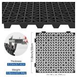 ToLanbbt Modular Interlocking Cushion 12P 11.8\ x 11.8\in Interlocking Rubber Floor Drain Holes Non-Slip Splicing Drainage Mats for Deck, Shower, Kitchen, Drain Pool, Sauna Bath, Indoor Outdoor (Black