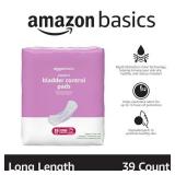 Amazon Basics Incontinence Pads for Women Long, Bladder Control, Postpartum, Maximum Absorbency, Unscented, 39 Count