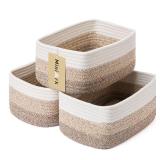 MiniArk Small Storage Baskets for Organizing  Closet Organizer Bins  Shelf Toy Basket  Woven Rope Baskets  Cube Decorative Box Shallow Basket 11.5x7.5x4.7 3 Packs Gradient Brown