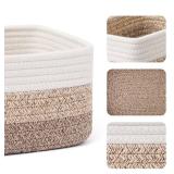 MiniArk Small Storage Baskets for Organizing  Closet Organizer Bins  Shelf Toy Basket  Woven Rope Baskets  Cube Decorative Box Shallow Basket 11.5x7.5x4.7 3 Packs Gradient Brown