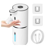Automatic Foaming Soap Dispenser Touchless, USB Rechargeable Smart Hand Soap Dispenser, 6-Level Adjustable, 12.8oz380mL Wall Mounted for Bathroom Kitchen Dish Soap