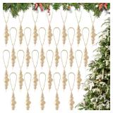 Liliful 90 pcs Christmas Tree Ornaments Wood Bead Hanging Decorations Boho Farmhouse Hanging Beads Natural Wooden Decorations for Christmas Tree Fireplace Garland(Retro Style)
