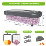 LHS Multifunctional Food Chopper - Onion, Vegetable Slicer Dicer Cutter, Potato Cutter - Veggie Chopper with Container (4 in 1, Grey)