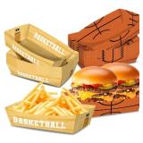 No Folding Required 50 Pack 2Lb Basketball Party Decorations Basketball Plates Basketball Paper Food Trays Party Supplies Basketball Disposable Serving Boats for Basketball Party Decorations