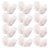 Silicherry 10 Pairs Womenfts Fuzzy Slippers Cross Band Open Toe Bridesmaid House Slippers Bulk for Indoor Outdoor Wedding(Size 7-8,White)