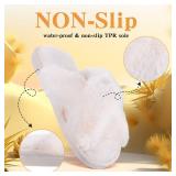 Silicherry 10 Pairs Womenfts Fuzzy Slippers Cross Band Open Toe Bridesmaid House Slippers Bulk for Indoor Outdoor Wedding(Size 7-8,White)