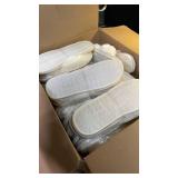 Silicherry 10 Pairs Womenfts Fuzzy Slippers Cross Band Open Toe Bridesmaid House Slippers Bulk for Indoor Outdoor Wedding(Size 7-8,White)