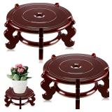 Geetery 2 Pcs 4 to 12 in Wooden Plant Stands Indoor Chinese Oriental Plant Stand for Vase Fishbowl Flower Pot Lamp Redwood Base Vintage Display Rack Decor(8 Inch)