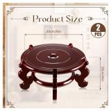 Geetery 2 Pcs 4 to 12 in Wooden Plant Stands Indoor Chinese Oriental Plant Stand for Vase Fishbowl Flower Pot Lamp Redwood Base Vintage Display Rack Decor(8 Inch)
