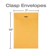 Quality Park 7 x 10 Clasp Envelopes, Clasp and Gummed Closures for Storing or Mailing, 28 lb Kraft Paper, 100 per Box (QUA37868)
