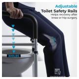 Toilet Safety Rails with Handles  Adjustable and Detachable Toilet Safety Frame, Heavy-Duty Slip-Resistant Support for Seniors and Disabled - Fits Most Toilets