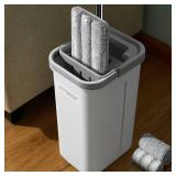 JOYMOOP Mop and Bucket with Wringer Set, Hands Free Flat Floor Mop and Bucket, with 3 Washable Microfiber Pads, Wet and Dry Use, Floor Cleaning System