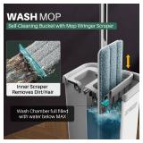 JOYMOOP Mop and Bucket with Wringer Set, Hands Free Flat Floor Mop and Bucket, with 3 Washable Microfiber Pads, Wet and Dry Use, Floor Cleaning System