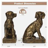 Decorative Bookends for Shelves, Dog Book Ends for Heavy Books, Labrador Retriever Statues Bookends for Heavy Books with Anti-Slip Base Book Holders for Home Office Decor (Gold) *one broken*
