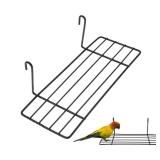 POPETPOP Iron Grid Wall Shelf with Hanging Hooks for Parrot Birdcage Sturdy Perch Platform for Small Pet Birds Wall-Mounted Display and Resting Space 9.8 X 3.9 X 2.8 Inch