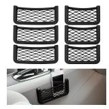 Dickno 24 PCS Car Pocket Phone Net, Universal Seat Side Storage Net Bag with Double Sided Tape, Automotive Frame Storage Net Pocket, Vehicle Interior Organizer for Phone Purse Bag