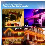 LitHome Color Changing Icicle Lights for Outside, 35 Colors Christmas Icicle Lights Outdoor with Remote Plug in, 38FT RGB Icicle Christmas Light Indoor Connectable for Holiday Roof Home Decor