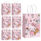 Cute Birthday Party Supplies, 12 Pcs Party Favor Bags, Candy Goodie Treat Bags with Handle, Cartoon Birthday Party Decorations (A)