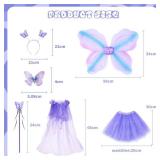 WILDPARTY Girl Fairy Costume Set with Butterfly Wings, Tutu, Butterfly Hair Clips, Magic Wand, Headband and Veil Costume Set for 3-8 Years Girl Dress up and Birthday Party Ballet Dance (Purple) One Si