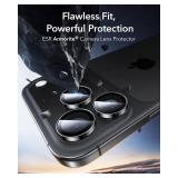 ESR Camera Lens Protector for iPhone 17161514 Pro and iPhone 17161514 Pro Max, Ultra-Tough HD Individual Lens Protectors, Ultra-Thin Tempered Glass, Black, 1 Pack