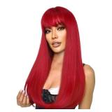 SUKRI Red Wig with Bangs Long Straight Wigs for Women Red Natural Looking Hair Synthetic Heat Resistant Womens Wig for Daily Party Cosplay Use 22 Inch