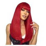 SUKRI Red Wig with Bangs Long Straight Wigs for Women Red Natural Looking Hair Synthetic Heat Resistant Womens Wig for Daily Party Cosplay Use 22 Inch