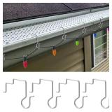 Mizelu 120 Pcs Christmas Gutter Light Hooks, Stainless Steel Christmas Gutter Clips, Outdoor Mesh Light Hanger Hook for Xmas Halloween Holiday Party Hanging Decoration