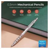Nicpro Blocky Gear 0.3 mm Mechanical Pencils Set in Case, Metal Pencil with Lead Refills, Eraser for Professional and Adult Art Writing Drafting Drawing