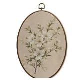 JQF Vintage Floral Oval Framed Wall Art, Cottagecore Retro Flower Botanical Oval Canvas Wall Decor, Rustic Floral Framed Prints Hanging Decor for Home Bedroom Living Room, 8.5x11.5 Inch