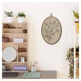 JQF Vintage Floral Oval Framed Wall Art, Cottagecore Retro Flower Botanical Oval Canvas Wall Decor, Rustic Floral Framed Prints Hanging Decor for Home Bedroom Living Room, 8.5x11.5 Inch