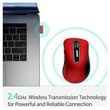 memzuoix 2.4G Wireless Mouse, 1400 DPI Mobile Optical Cordless Mouse with USB Receiver, Portable Computer Mice for Laptop, PC, Desktop, MacBook, 5 Buttons, Red