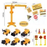Nevperish 18 PCS Construction Cake Toppers Vehicles Cake Decoration Set Excavator Tower Crane Cupcake Topper Traffic and Road Sign Decor Happy Birthday Party Supplies Favors