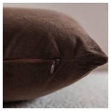 DEZENE Decorative Pillow Cases 20x20 Chocolate Brown: 2 Pack Cozy Soft Velvet Square Throw Pillow Covers for Farmhouse Home Decor