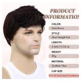 BEAUTY FLAG Men Short Brown Wig Handsome Male Daily Costume Synthetic Full Wigs Natural Brown Hair Replacement Wig(Fit 21inch-22.5inch Head Circumference)